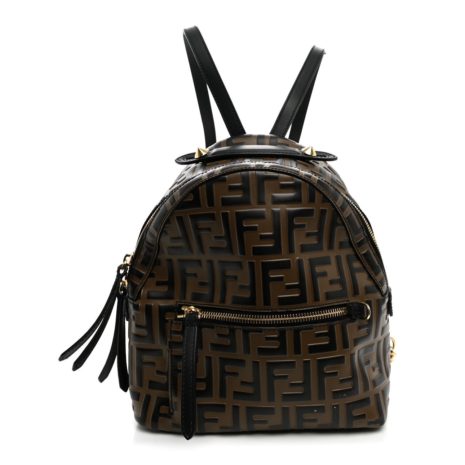 Fendi Vitello Bi-Color FF 1974 Embossed Mini Backpack Maya Black