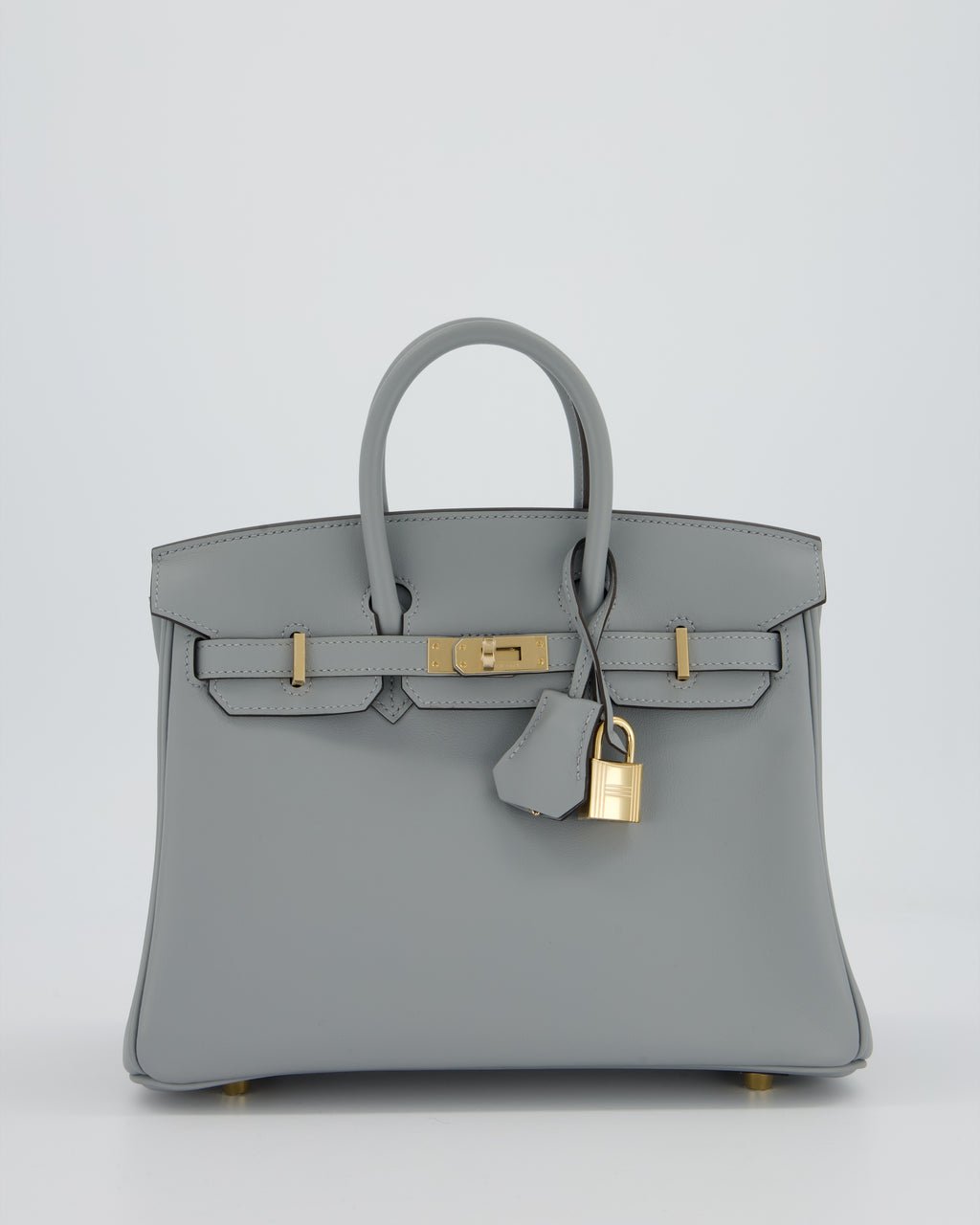 Hermès Birkin 25 Retourne Bag in Gris Pantin Swift Leather with Permabrass Hardware
