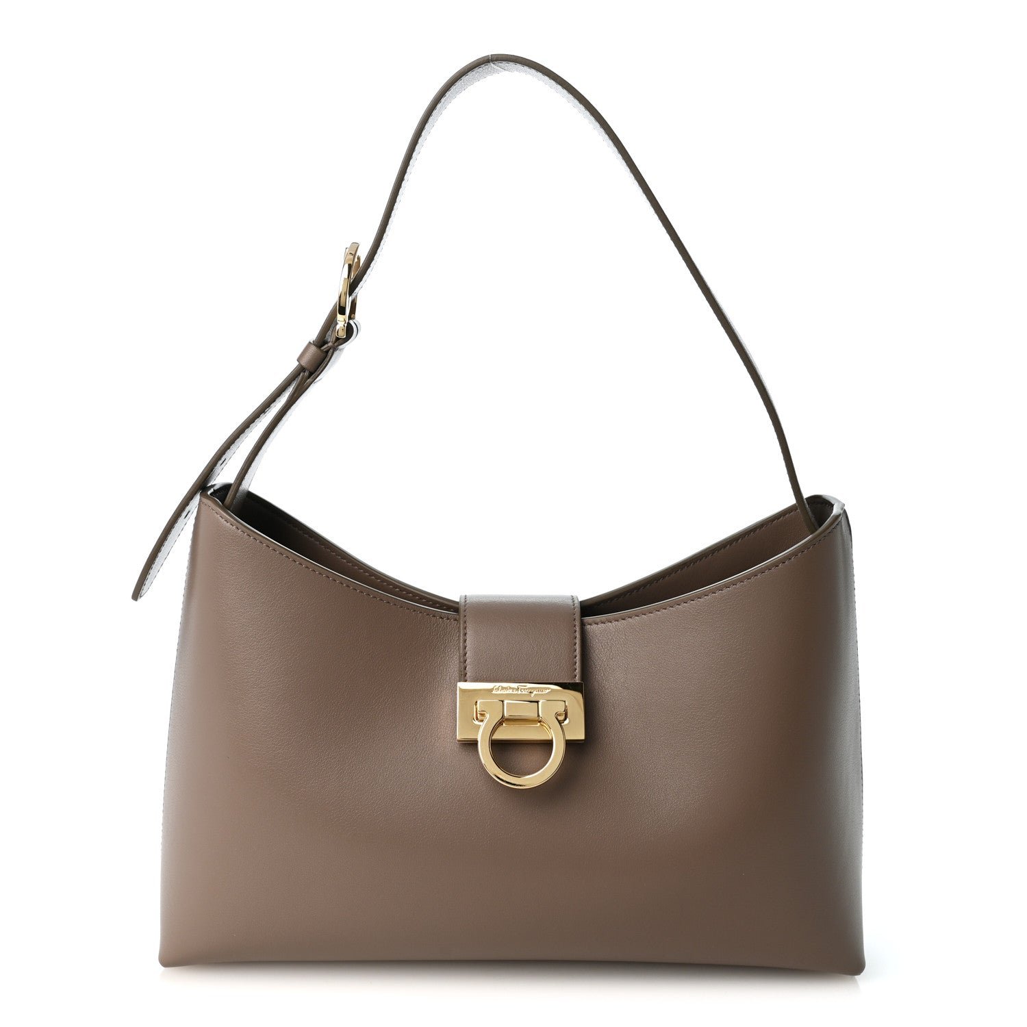Salvatore Ferragamo Calfskin Trifolio Shoulder Bag Caraway Seed