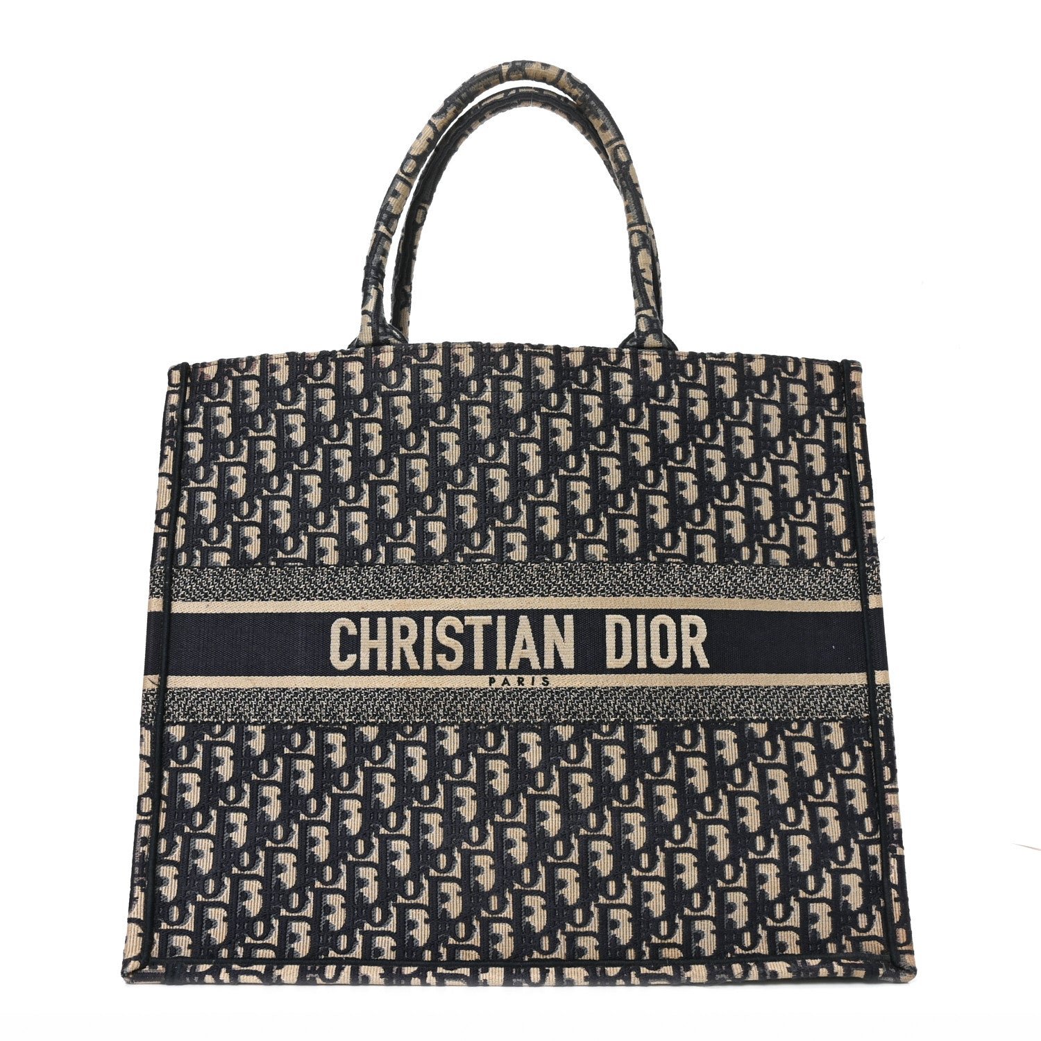 Christian Dior Oblique Large Book Tote Blue Multicolor