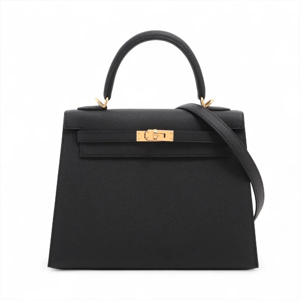 Hermès Kelly 25 Serie Veau Epsom Black Gold Metal Fittings