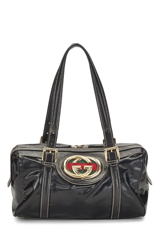 Black Patent Leather Britt Boston Bag