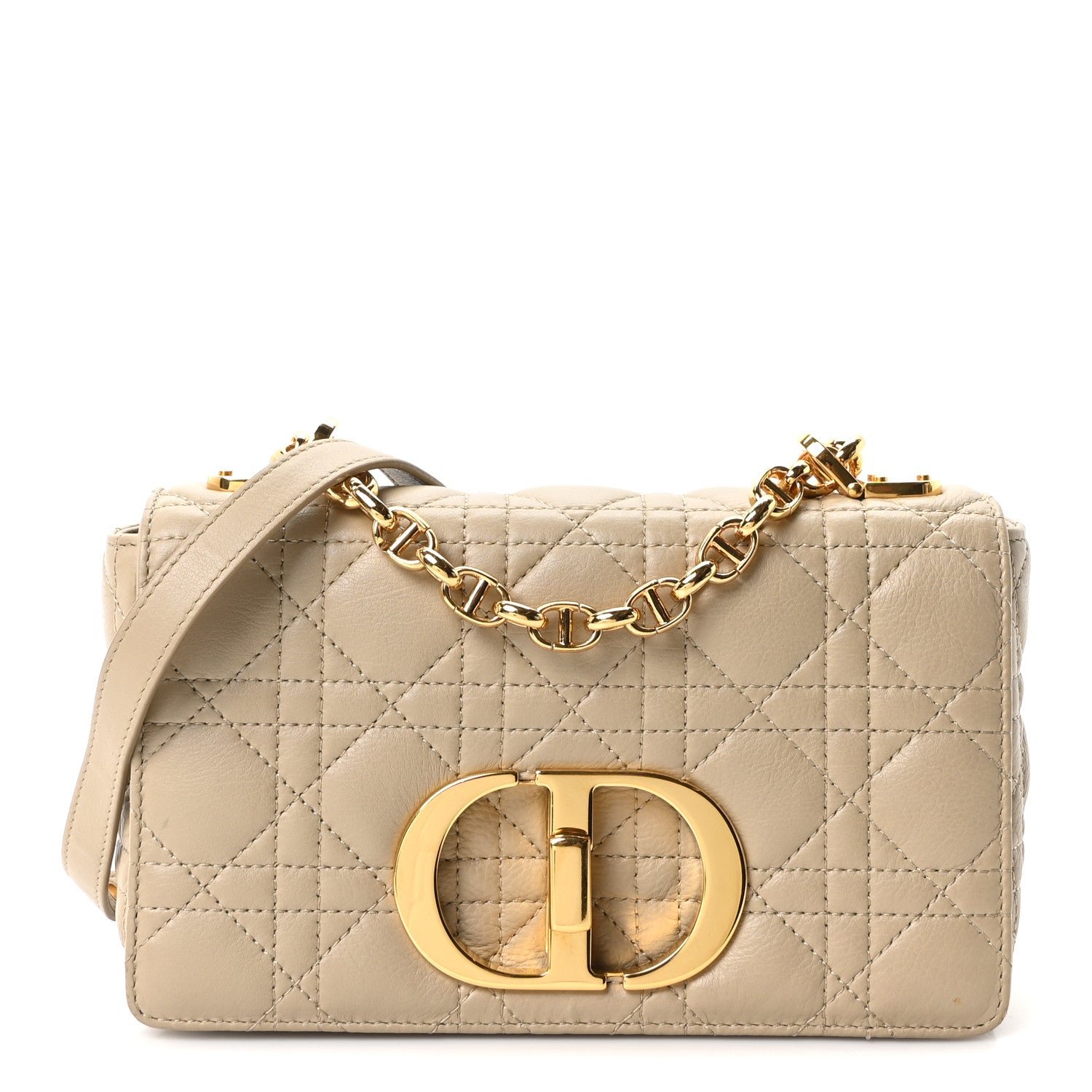 Calfskin Cannage Small Caro Bag Beige
