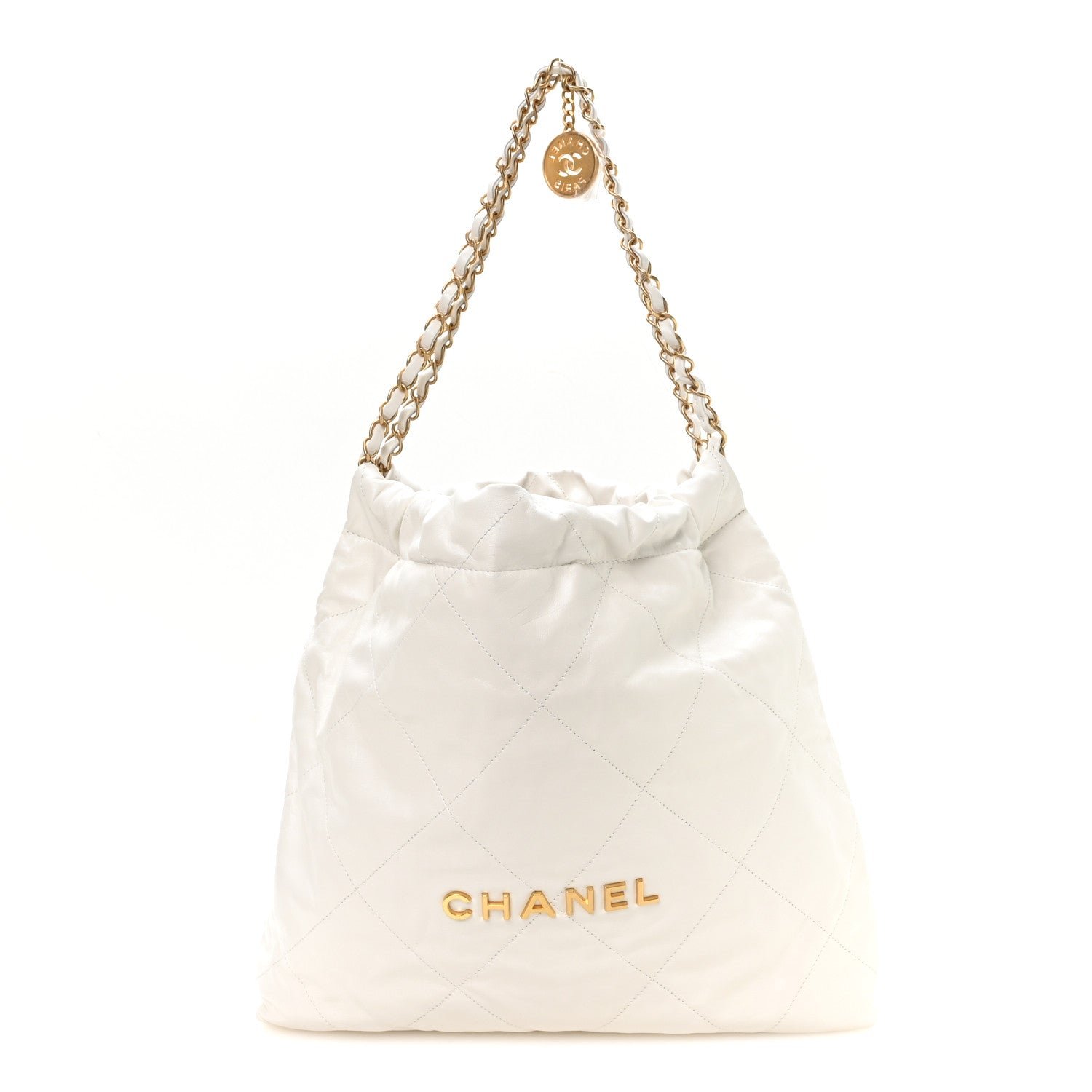 Chanel Shiny Calfskin Quilted Chanel 22 White