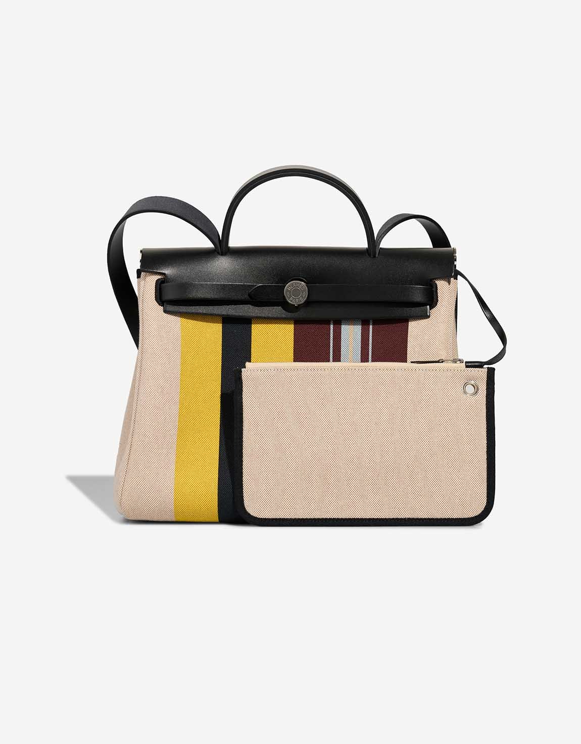 Hermes 
		Herbag 31 Vache Hunter / Toile Écru / Beige / Jaune / Bordeaux / Black    