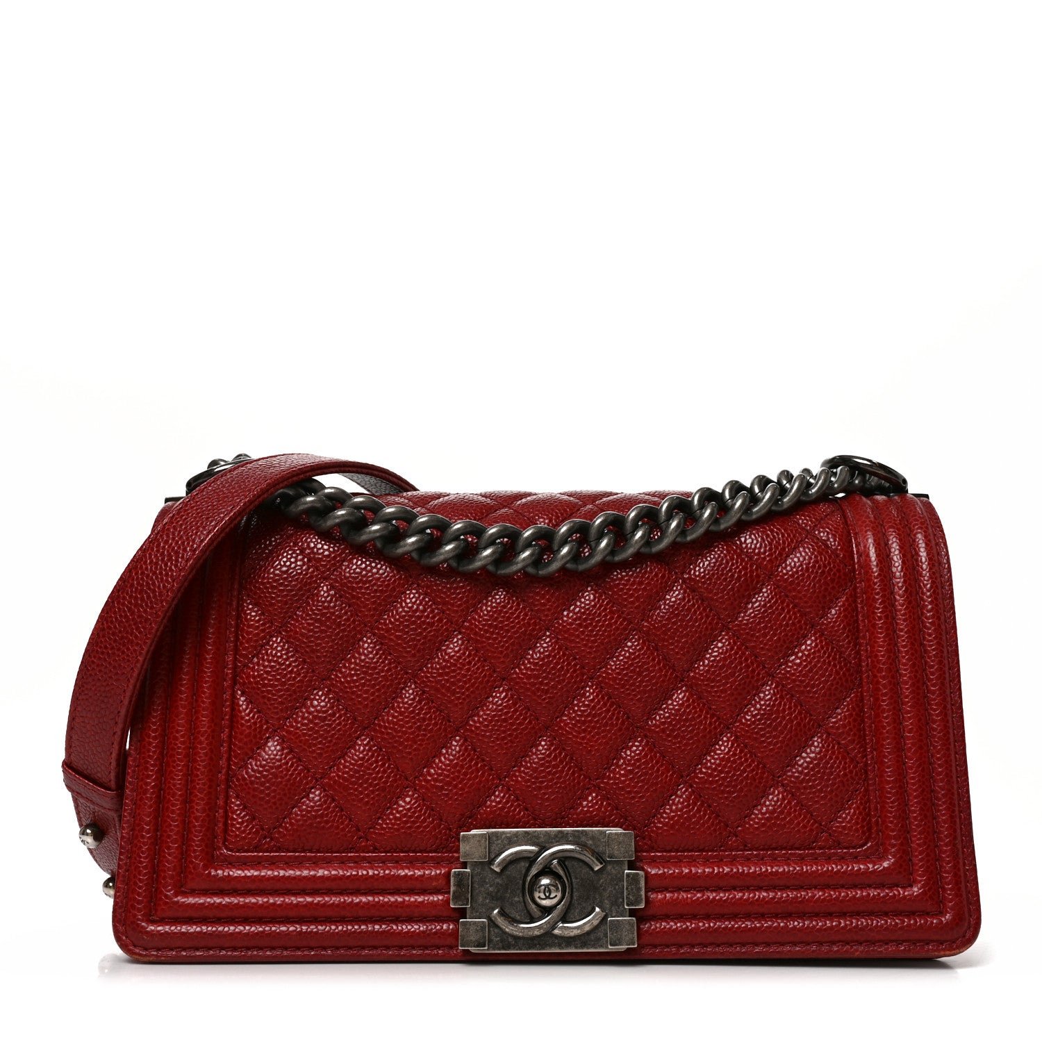 Chanel Caviar Quilted Medium Boy Flap Dark Red