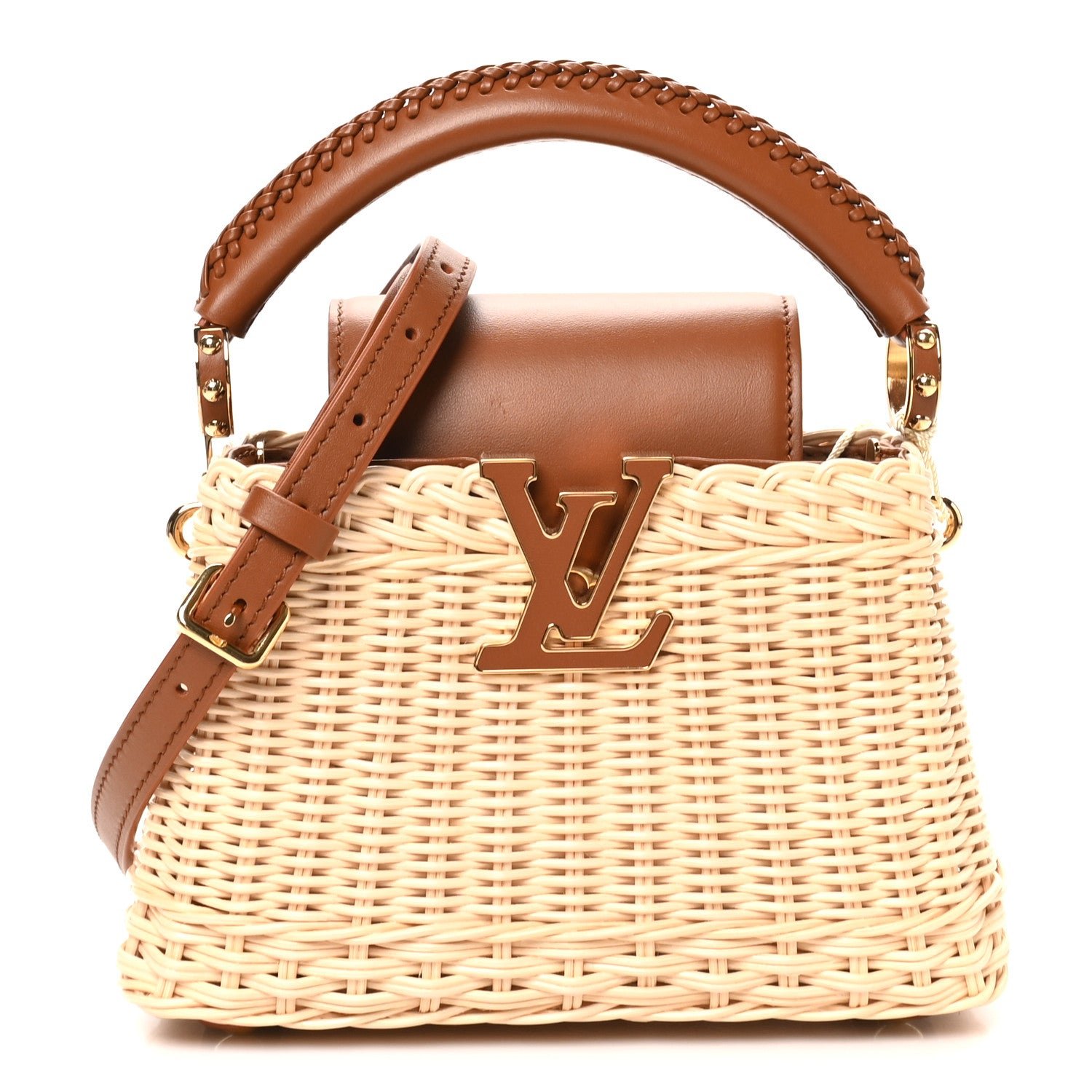 Louis Vuitton Louis Vuitton Rattan Calfskin Capucines Mini Brown