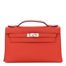 Hermes Swift Kelly Pochette Clutch Rouge Tomate