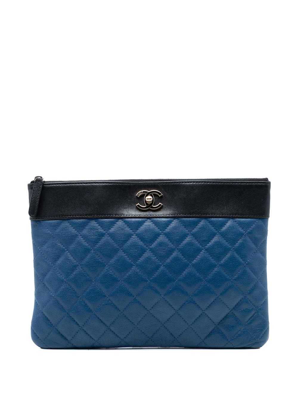 2016-2017 Medium Bicolor Quilted Sheepskin Mademoiselle O Case clutch bag