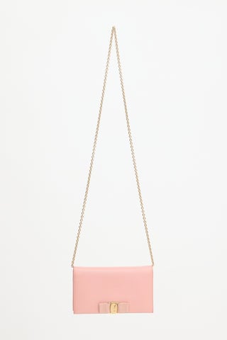 Leather Vara Bow Wallet On Chain