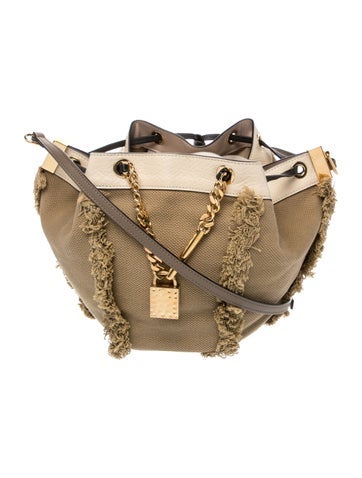 Canvas Camille Drawstring Fringe Bag Small