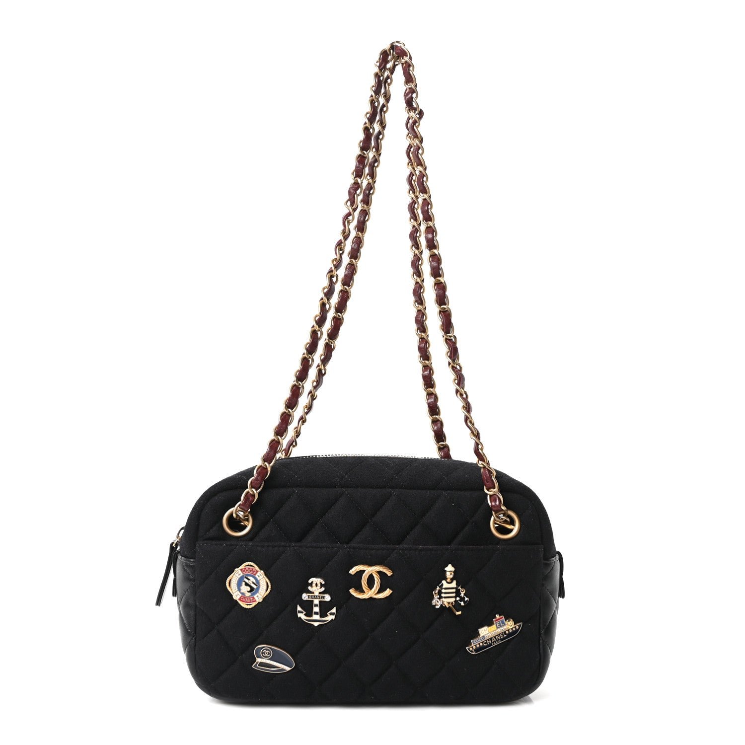 Chanel Felt Quilted Paris-Hamburg Charms Camera Case Black