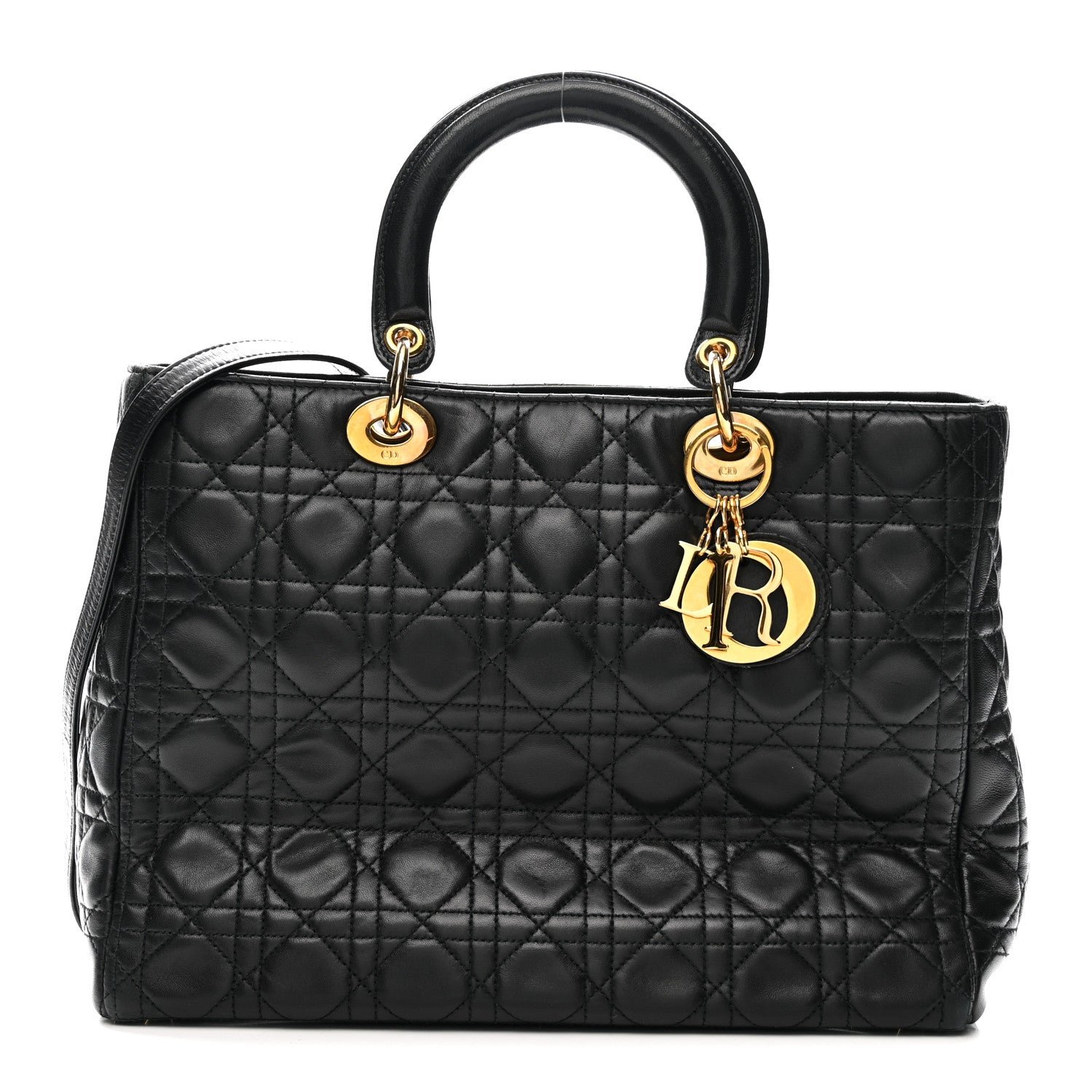 Christian Dior Lambskin Cannage Large Lady Dior Black