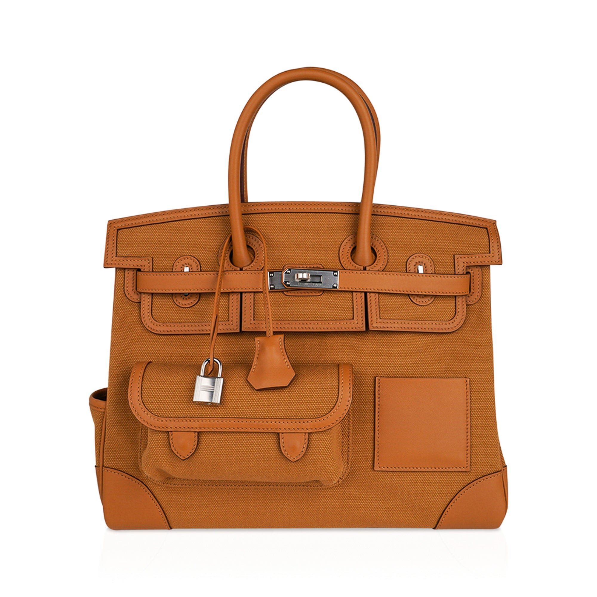 Hermes Hermes Limited Edition Birkin 35 Bag Cargo Sesame Toile Goeland Swift Leather with Palladium Hardware