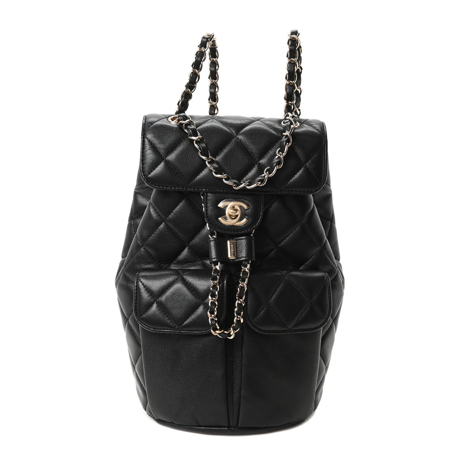 Chanel Caviar Quilted Pockets Backpack Black
