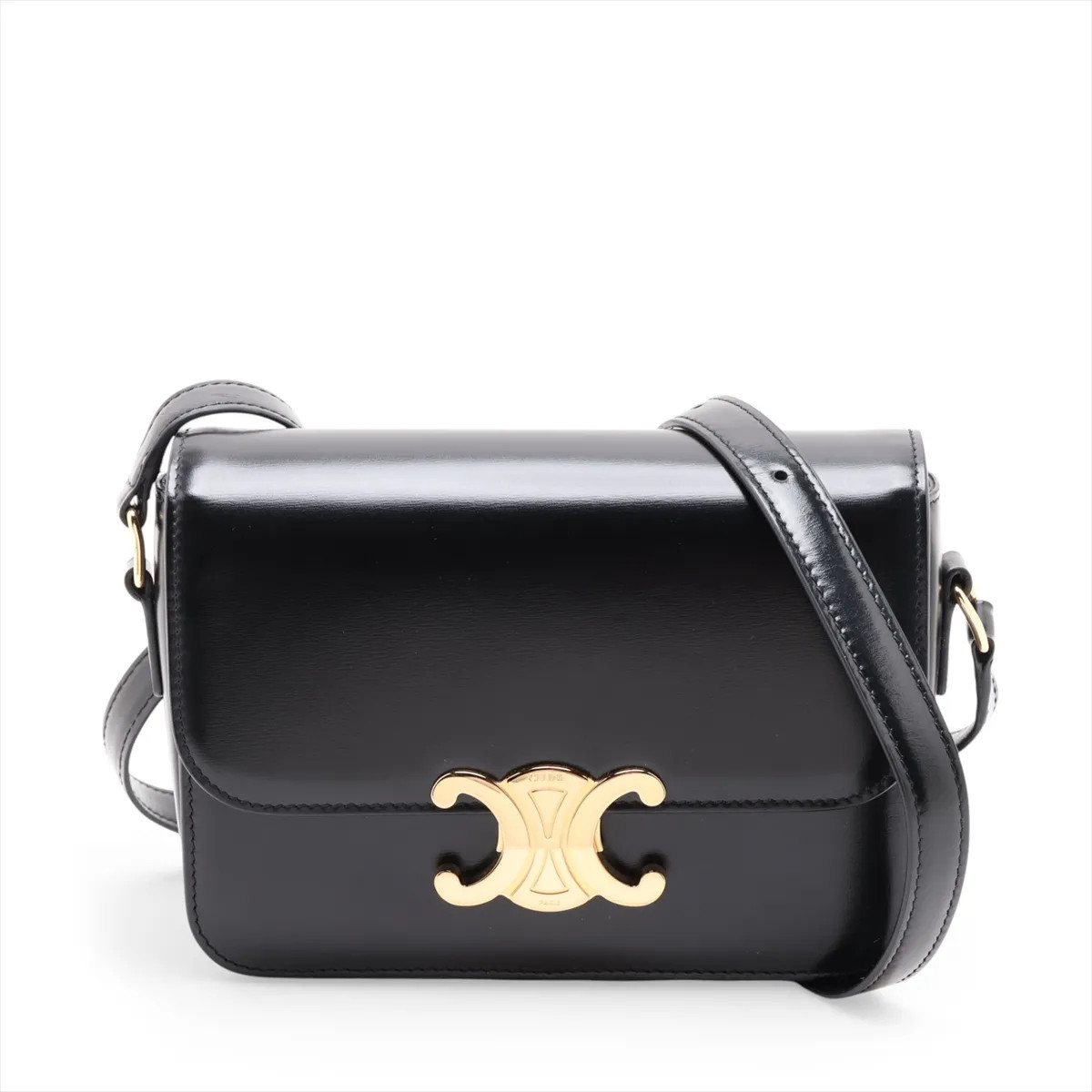 Celine Triomphe teen Leather Shoulder bag Black