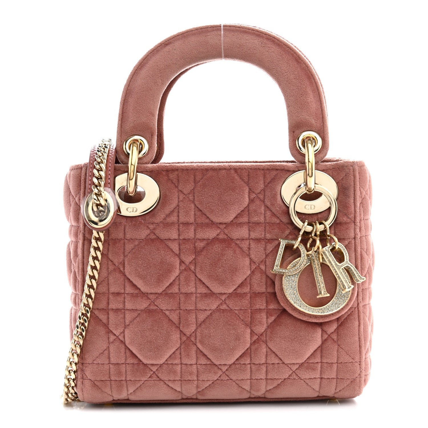 Christian Dior Velvet Mini Lady Dior Pink