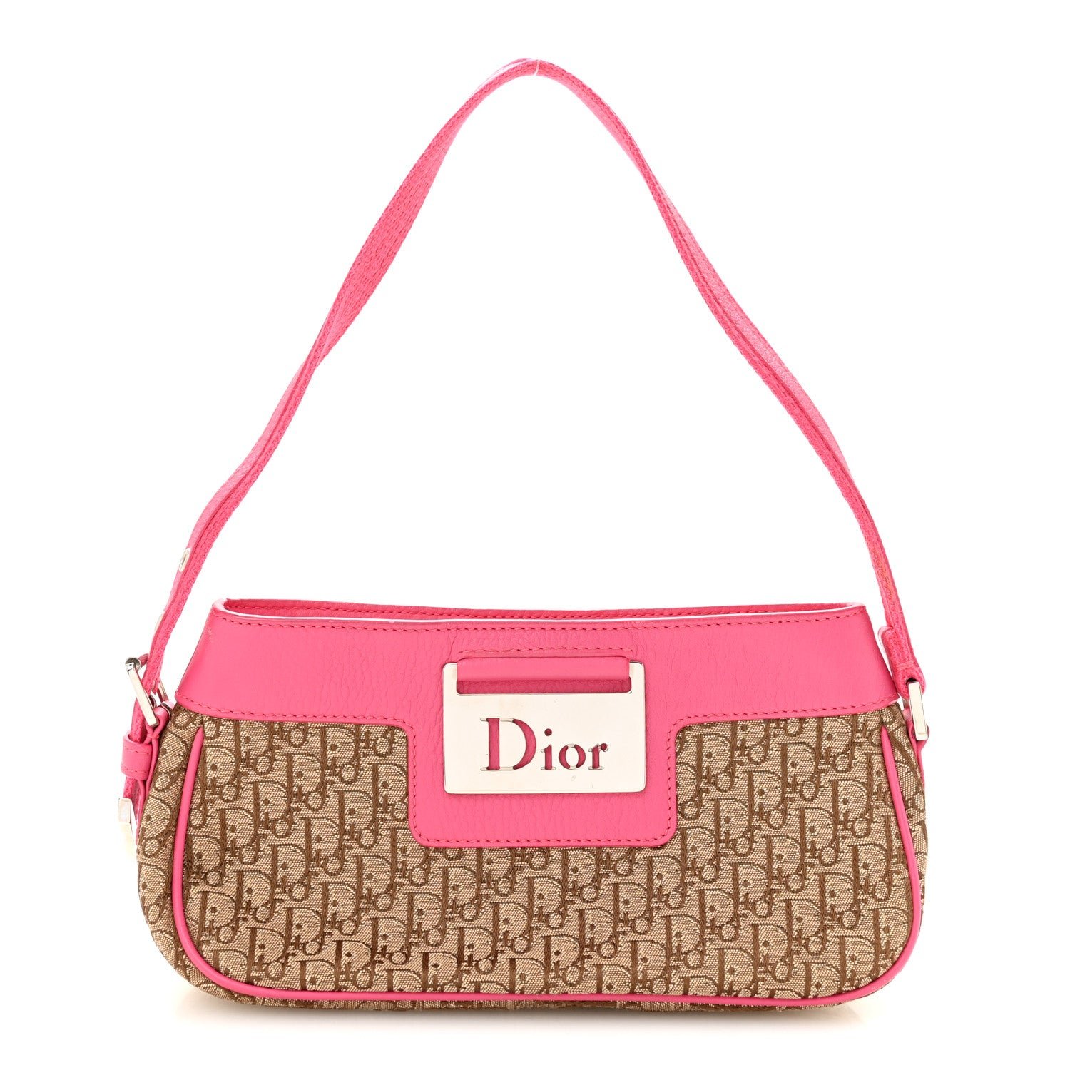 Christian Dior Monogram Street Chic Shoulder Bag Pink Beige