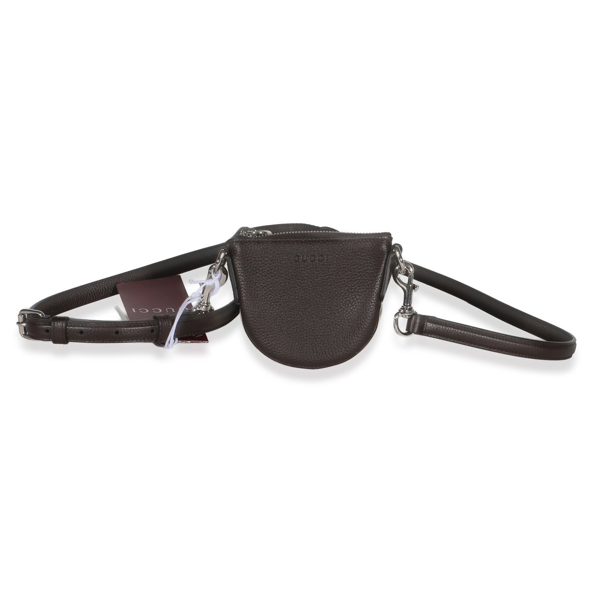 Brown Pebbled Calfskin Mini B Shoulder Pouch