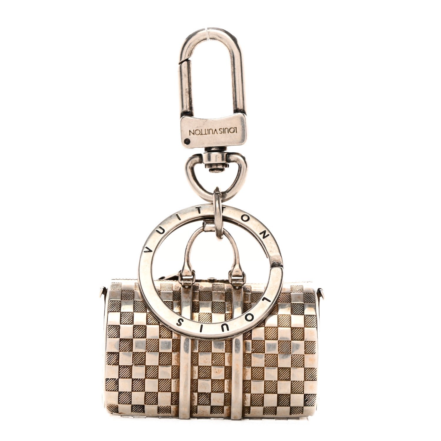 Louis Vuitton Brushed Palladium The Keepall Key Holder Bag Charm