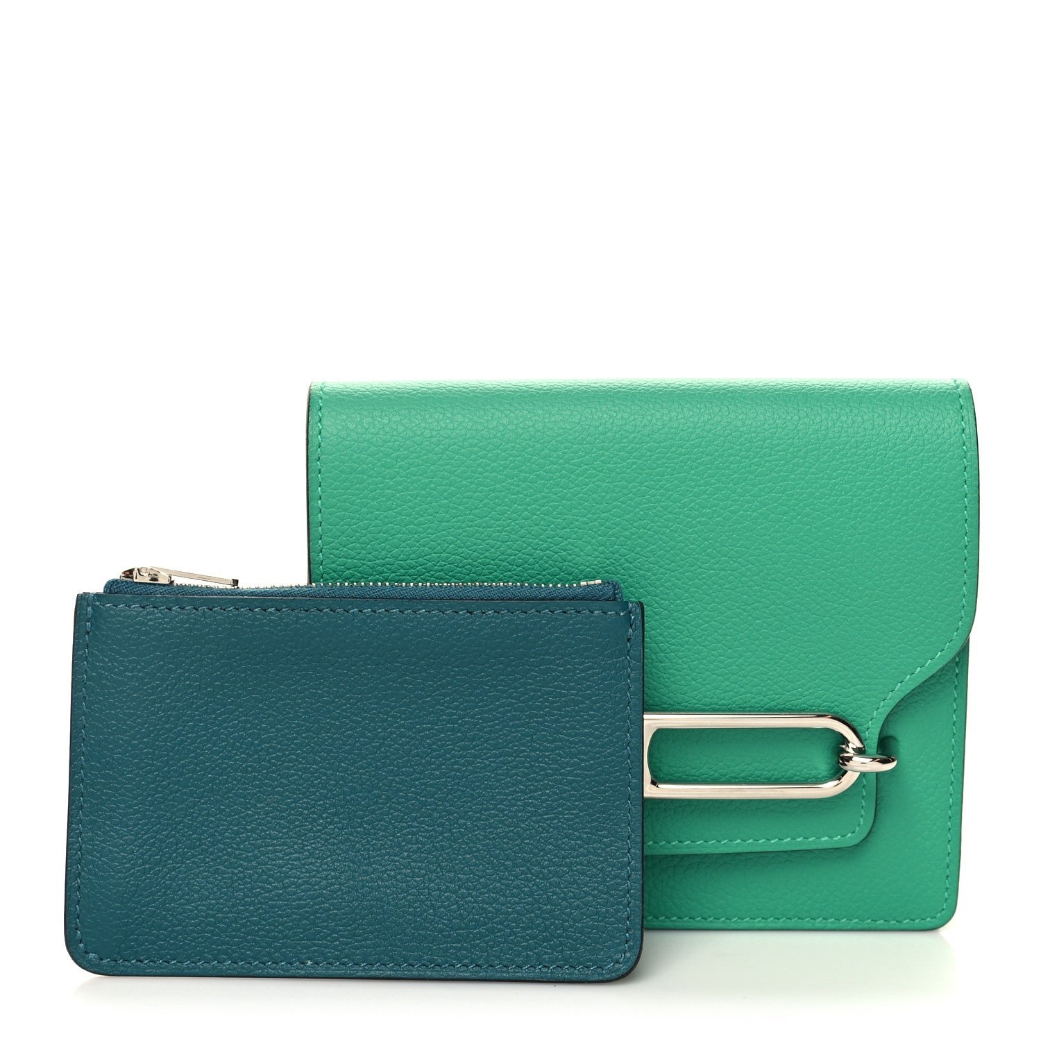 Hermes Evercolor Bi-Color Roulis Slim Wallet Menthe Vert Bosphore
