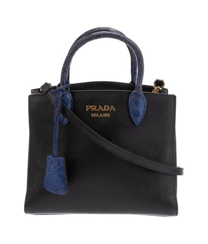 Prada Saffiano Cuir Leather Side Pleat Tote