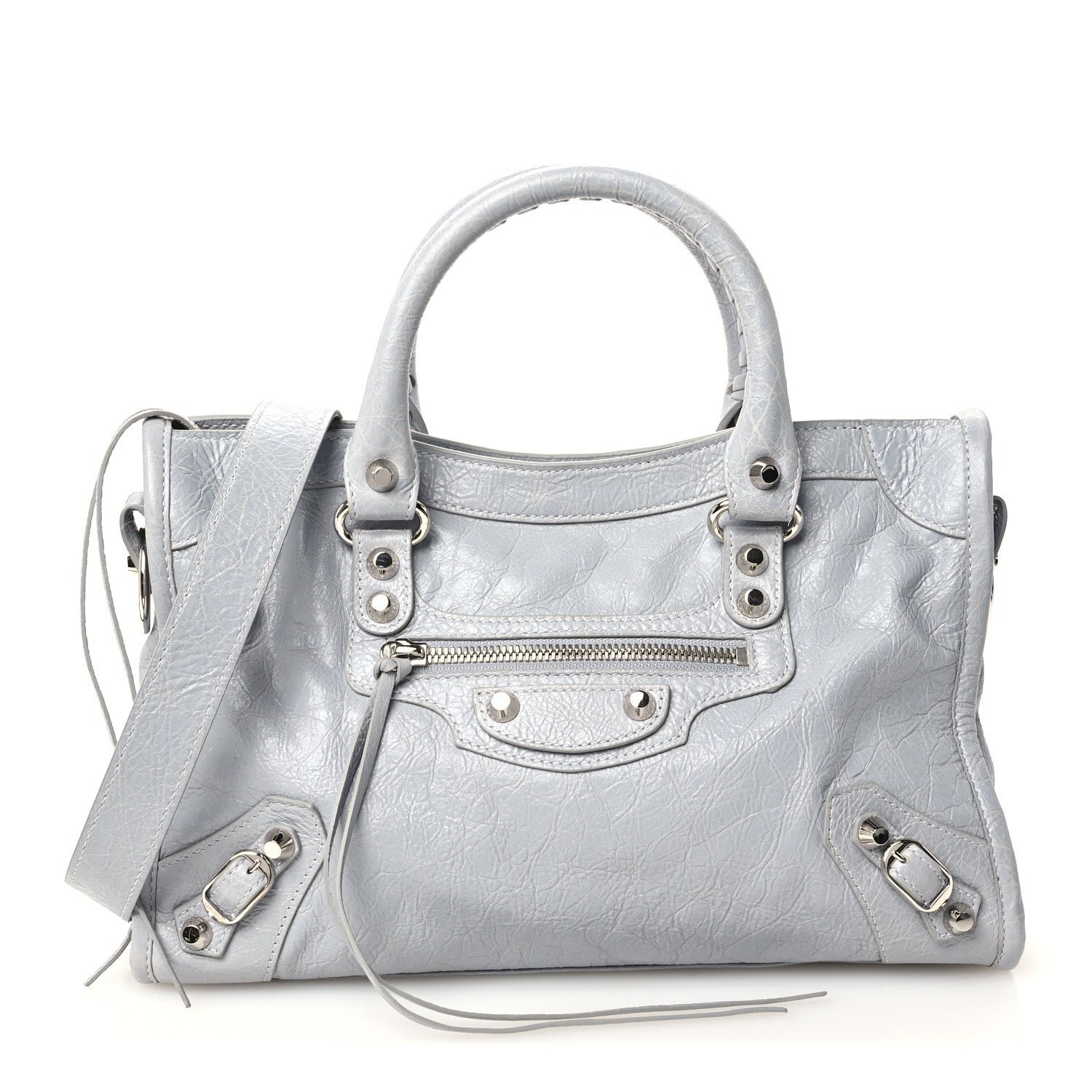 Balenciaga Agneau Arena Classic Silver Hardware Small Le City Light Grey