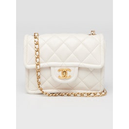 Chanel White Quilted Caviar Leather Square Sweet Mini Flap Bag