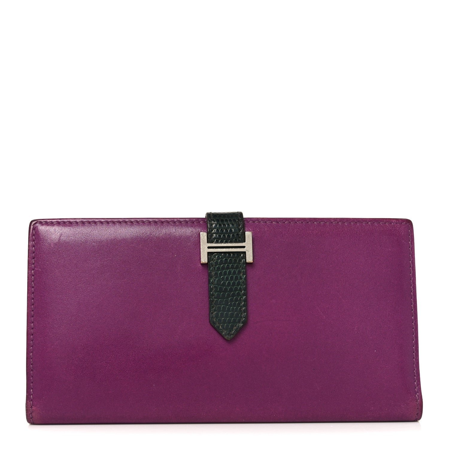 Hermes Tadelakt Lizard Bearn Gusset Wallet Anemone Vert