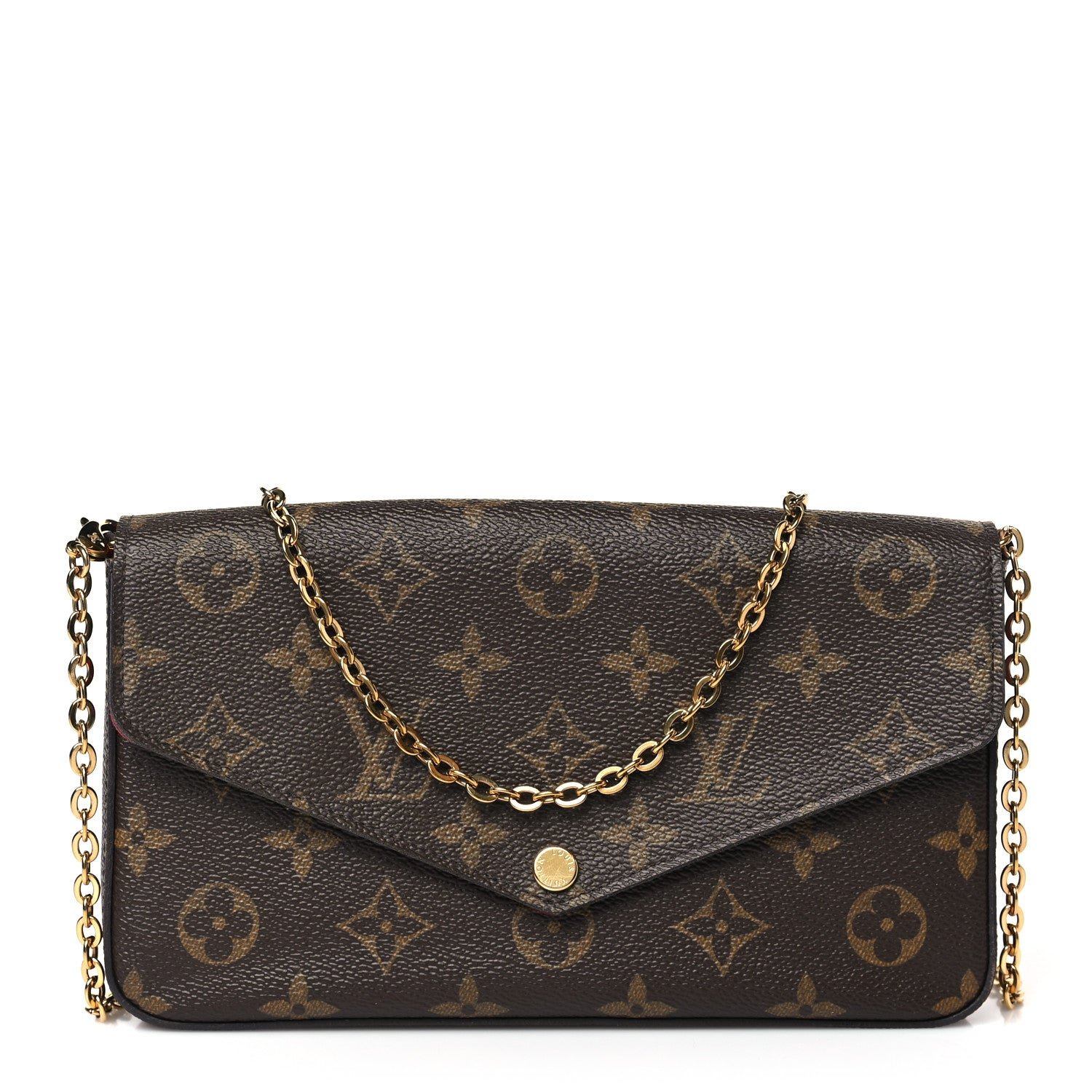 Louis Vuitton Monogram Pochette Felicie Chain Wallet Fuchsia