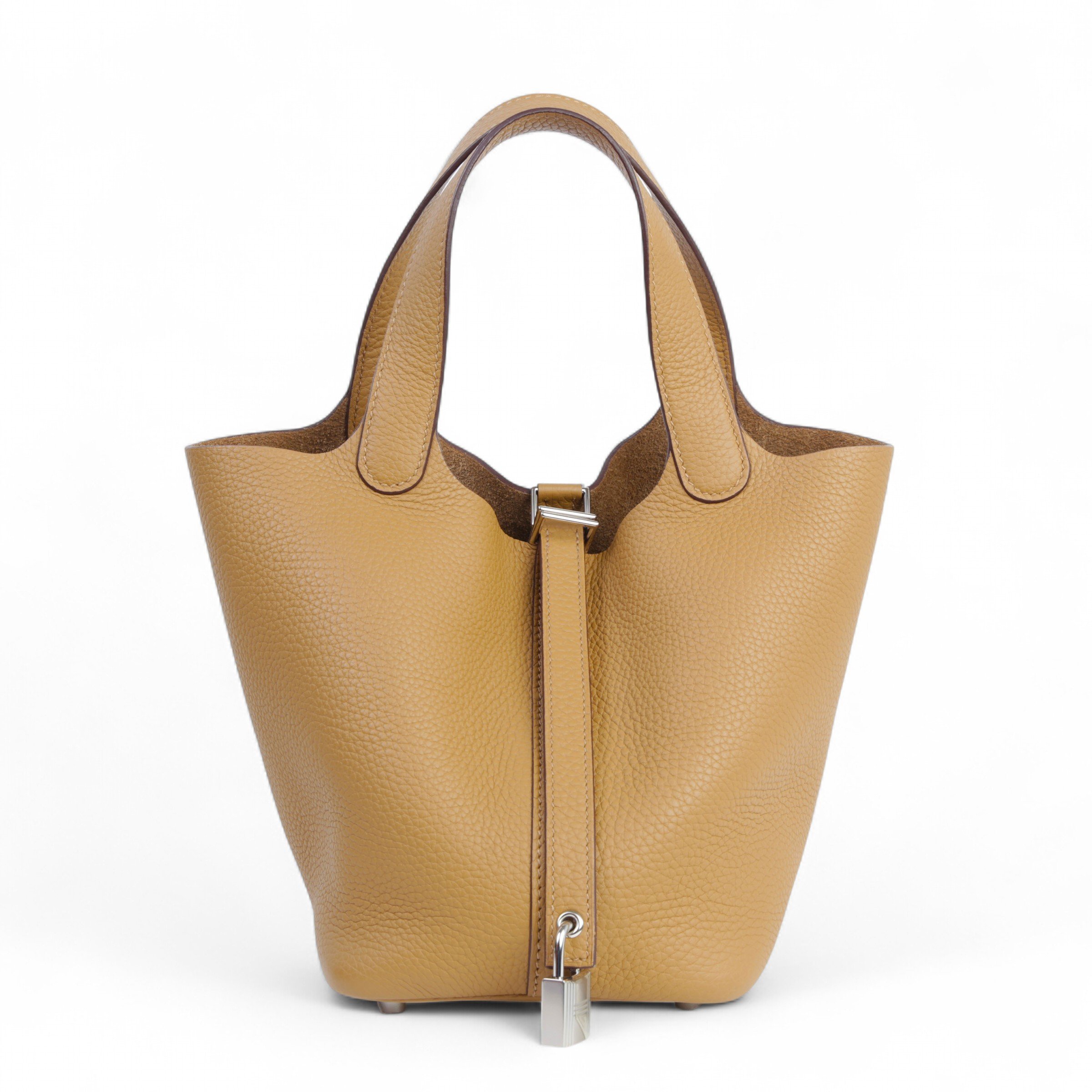 Hermes Excellent ( Rank SA )  HERMÈS  Picotin Lock PM Biscuit (4B) Clemence Palladium hardware U (2022)