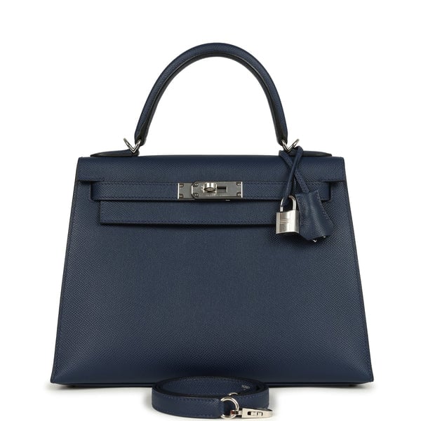 Hermes Hermes Kelly Sellier 28 Bleu Navy Epsom Palladium Hardware