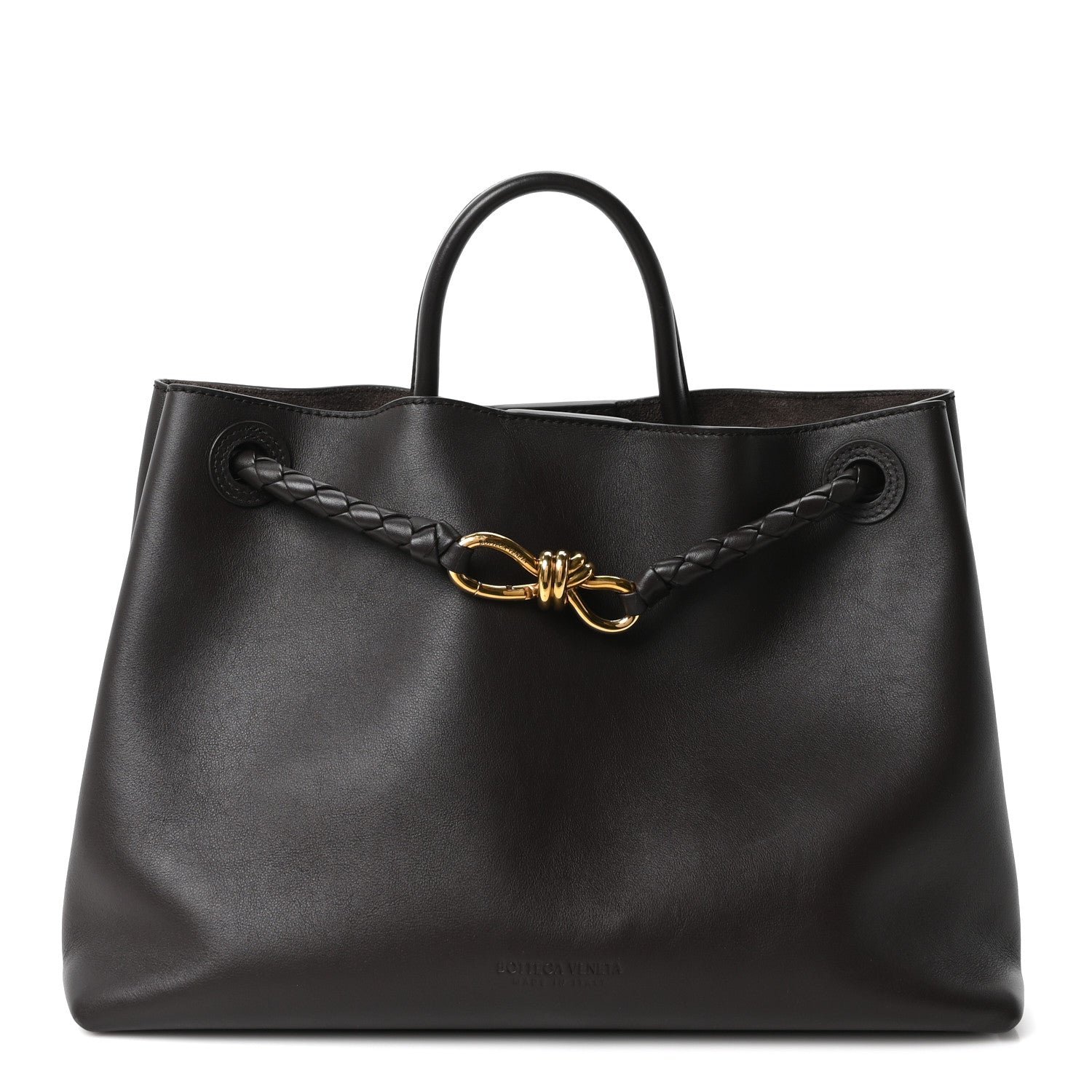Bottega Veneta Silky Calfskin Medium Andiamo Shoulder Bag Fondant