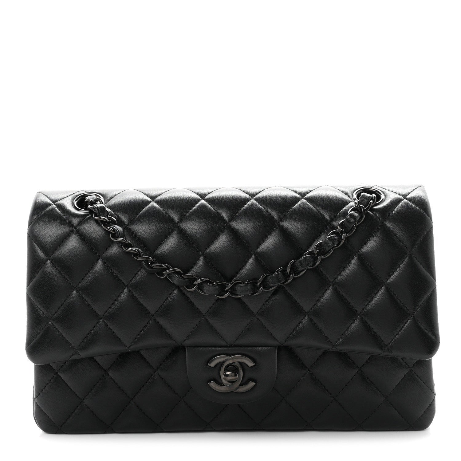 Chanel Lambskin Quilted Medium Double Flap So Black