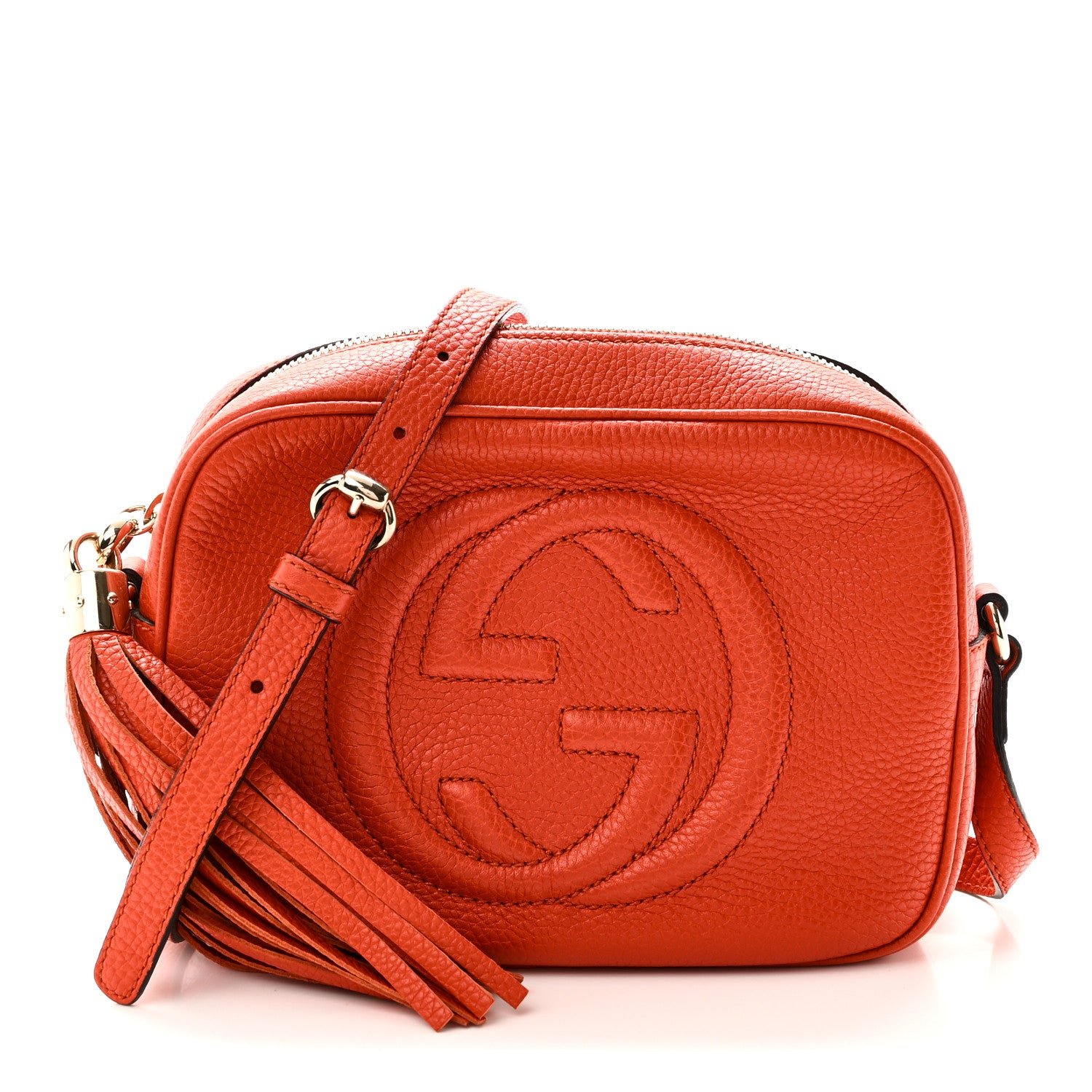Gucci Pebbled Calfskin Small Soho Disco Bag Sun Orange