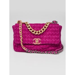 Chanel Purple Quilted Tweed Chanel 19 Large Flap Bag