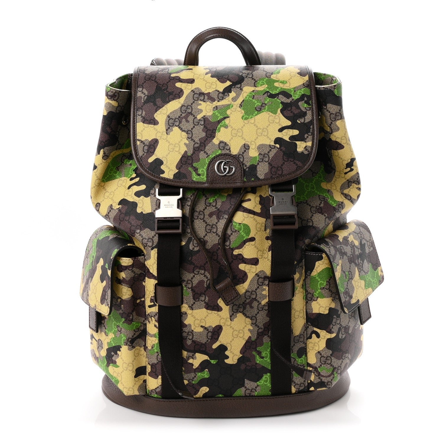 Gucci GG Supreme Monogram Camouflage Large Backpack Green Multicolor