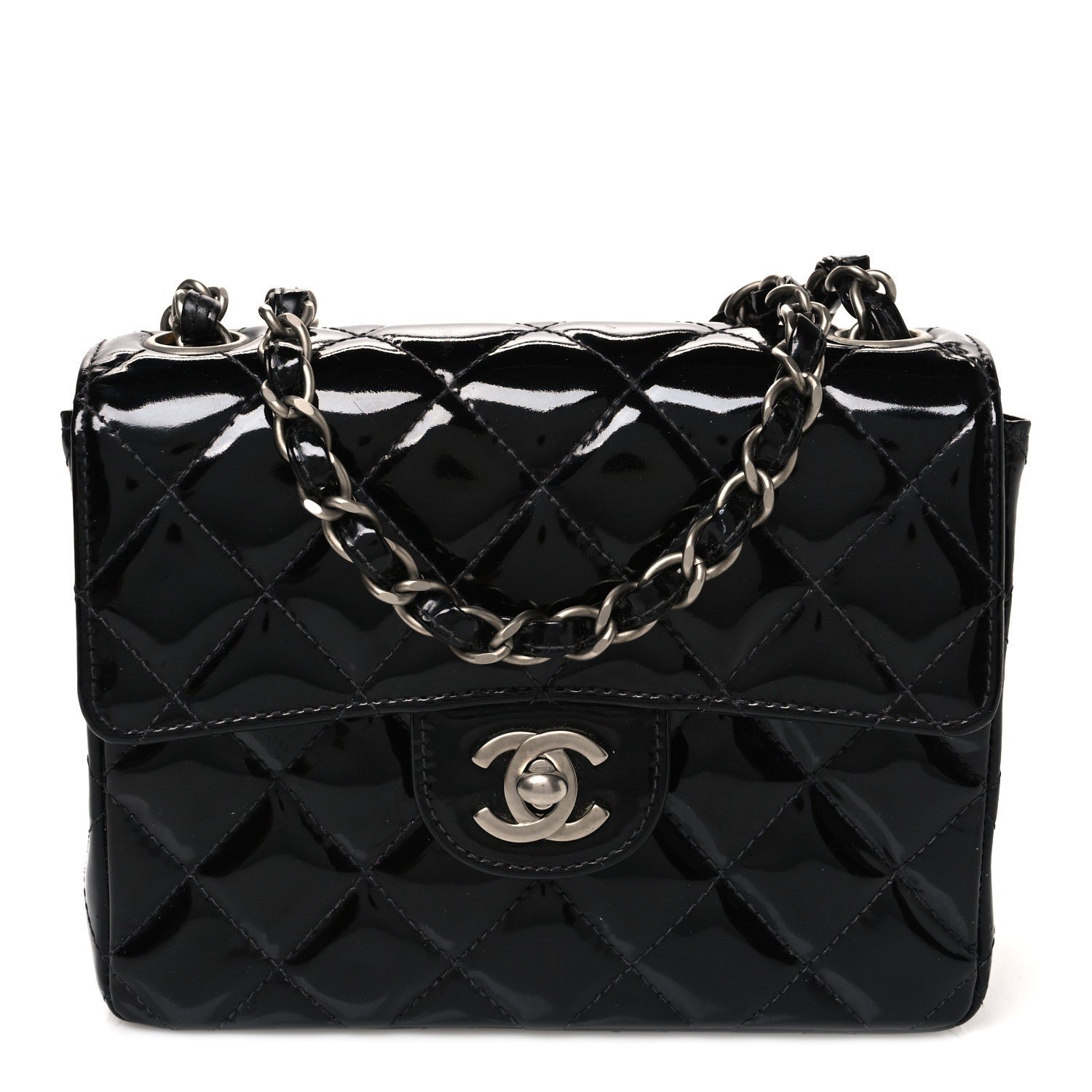 Chanel Patent Calfskin Quilted Mini Square Flap Black