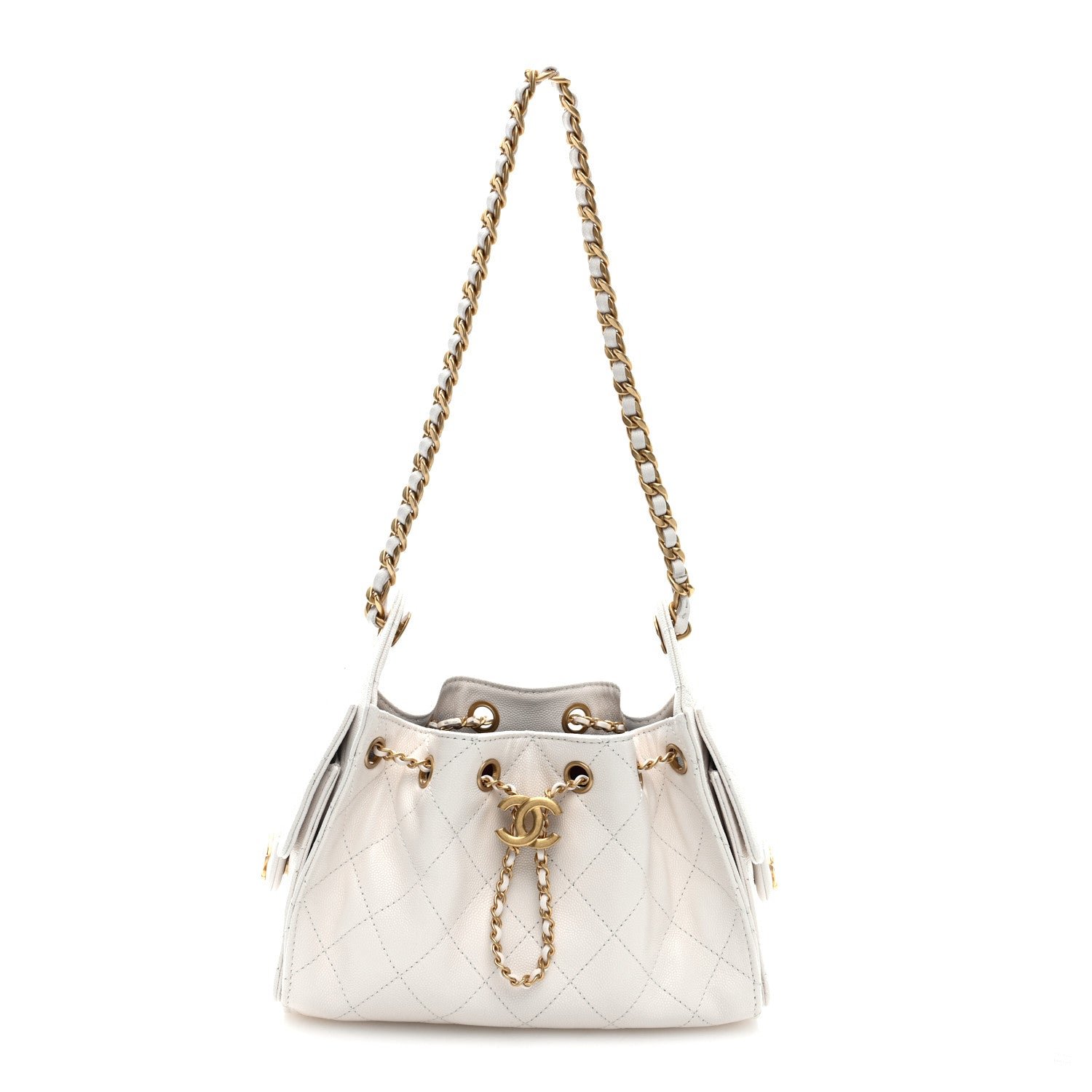 Caviar Quilted Mini Chanel 25 Handbag White