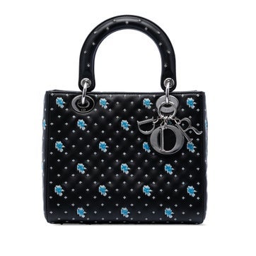 Calf Leather Medium Calfskin Embroidered Flower Lady Dior