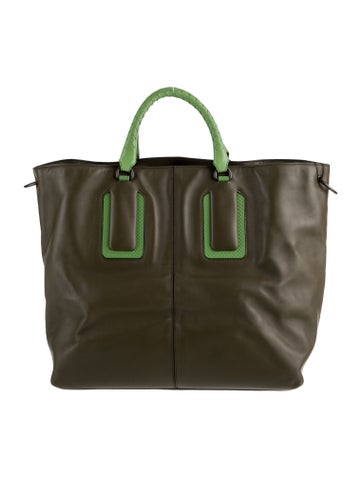Bottega Veneta Intrecciato-Trimmed Leather Tote