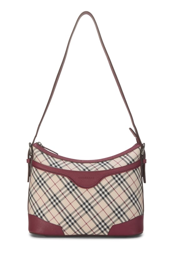 Burgundy House Check Jacquard Shoulder Bag