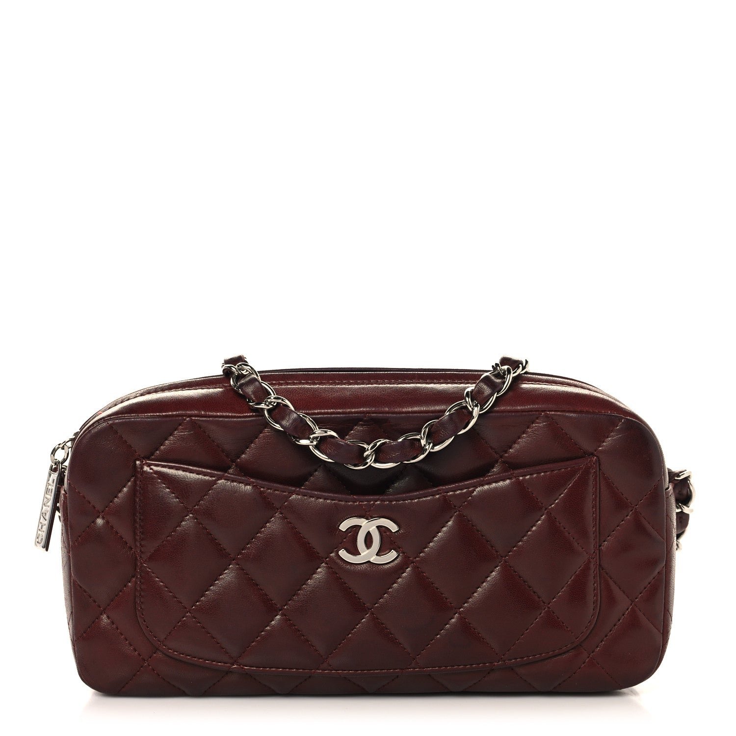 Chanel Lambskin Quilted Timeless Camera Case Burgundy
