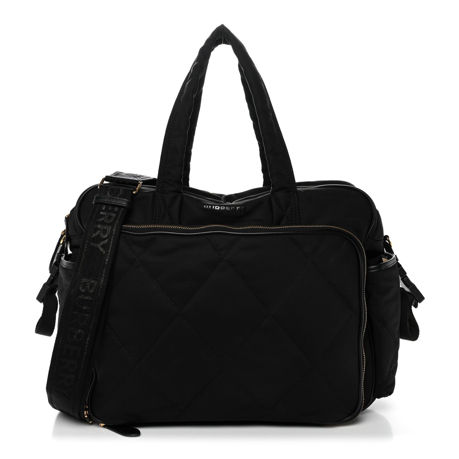 Burberry Nylon Quilted Diaper Tote Bag Black