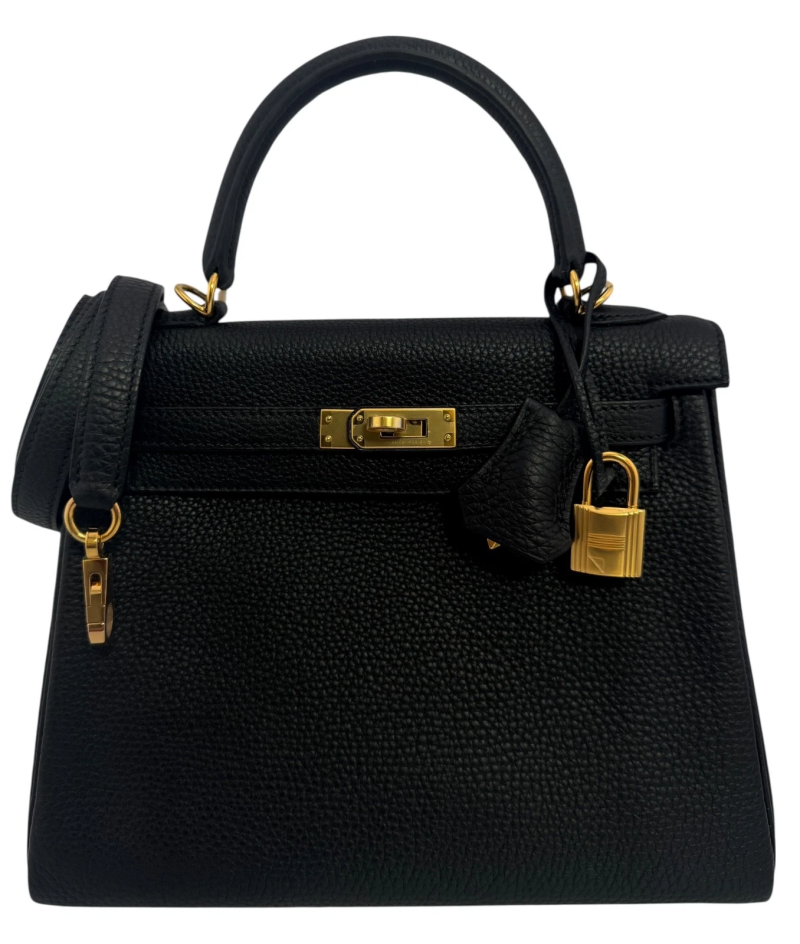 Hermes Black Togo Retourne Kelly 25 Gold Hardware, 2020