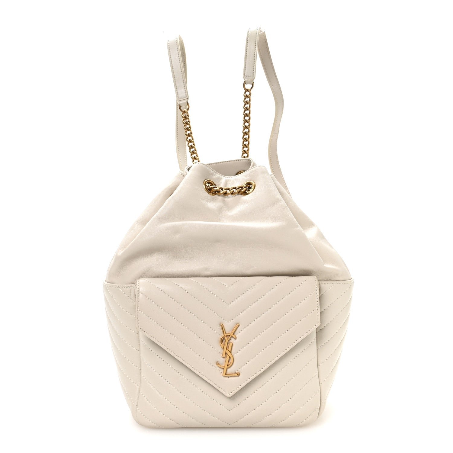 Saint Laurent Lambskin Matelasse Monogram Joe Backpack Cream