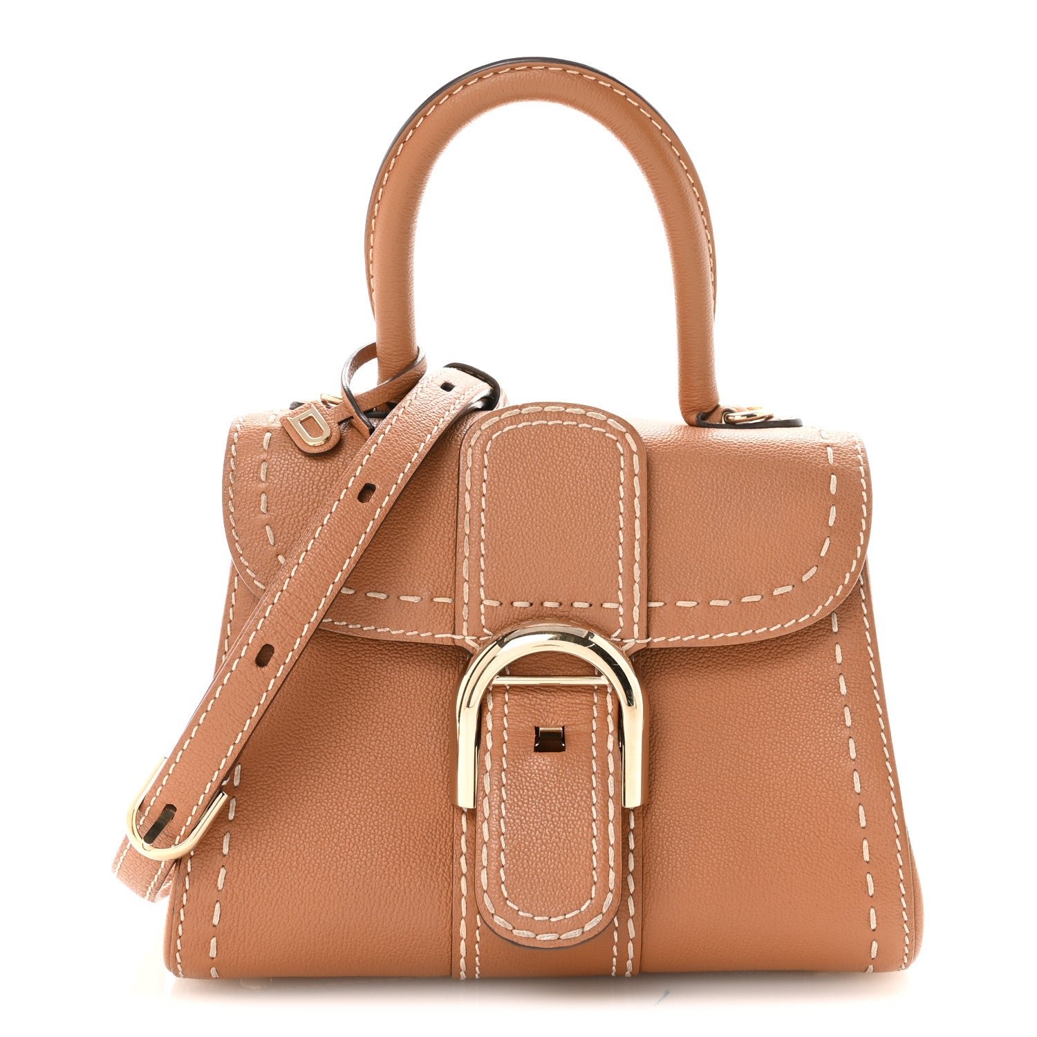 Delvaux Grained Rodeo Calfskin Surpique Mini Brillant Satchel Vegetal Ivory