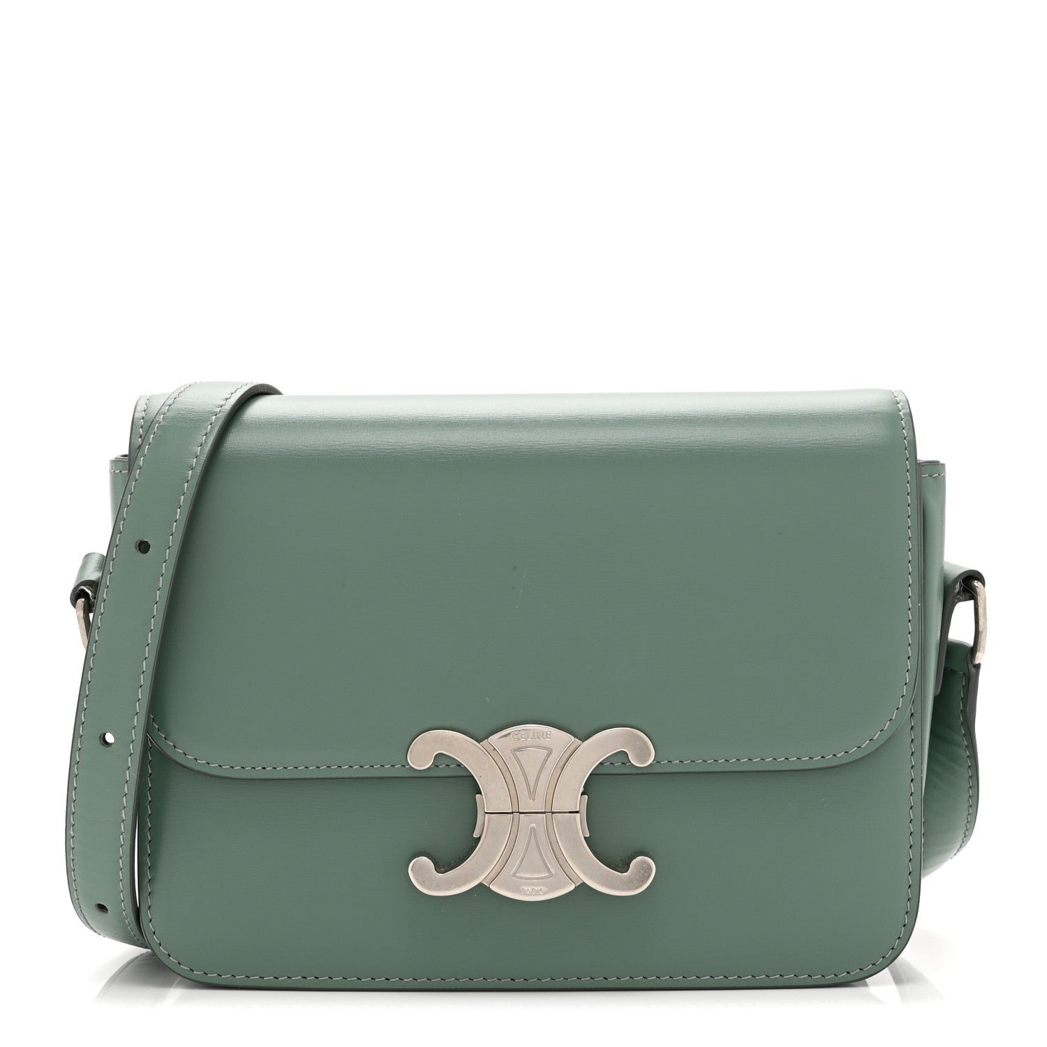 Celine Shiny Calfskin Teen Triomphe Petrol