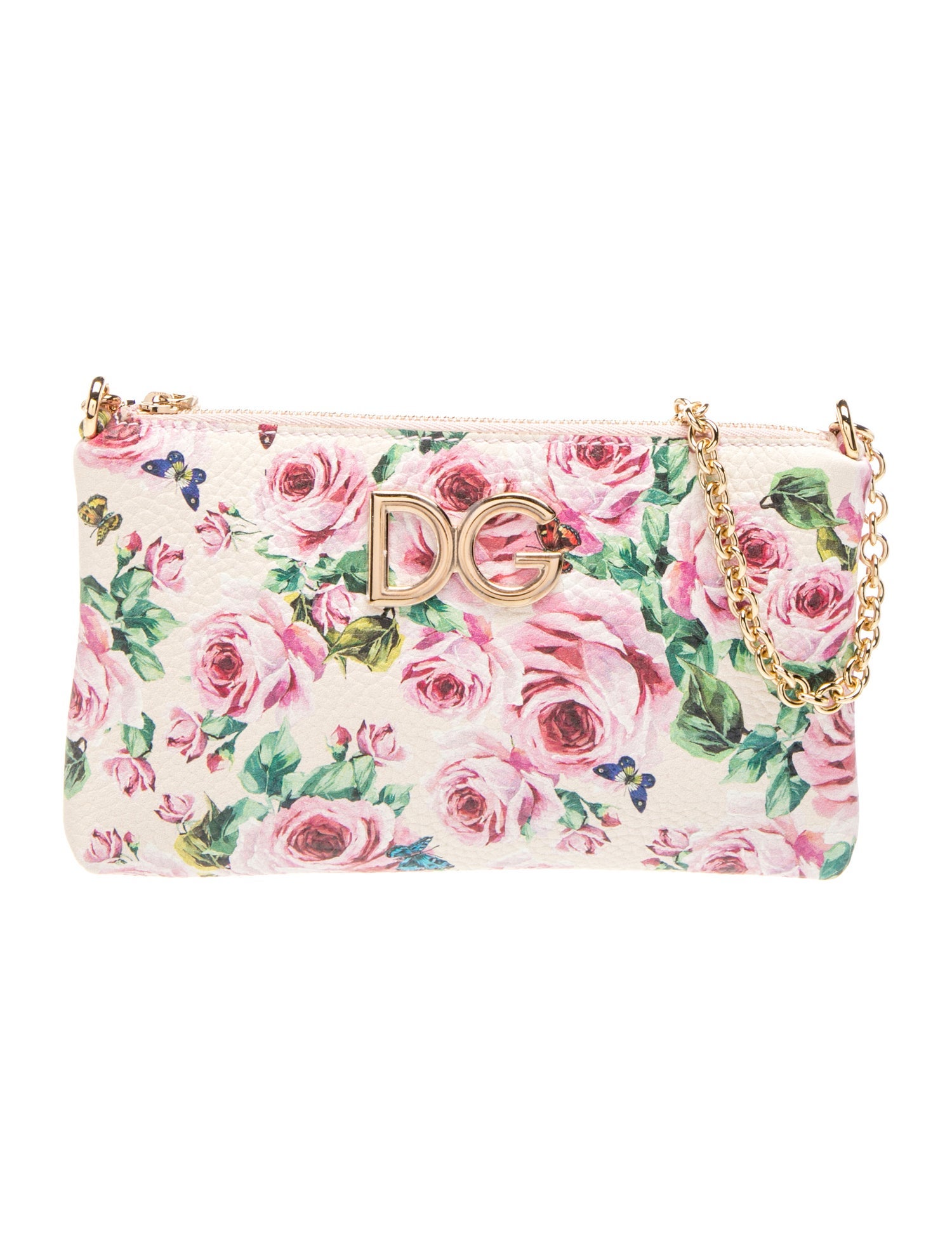 Leather DG Logo Rose Print Small w/ Tags