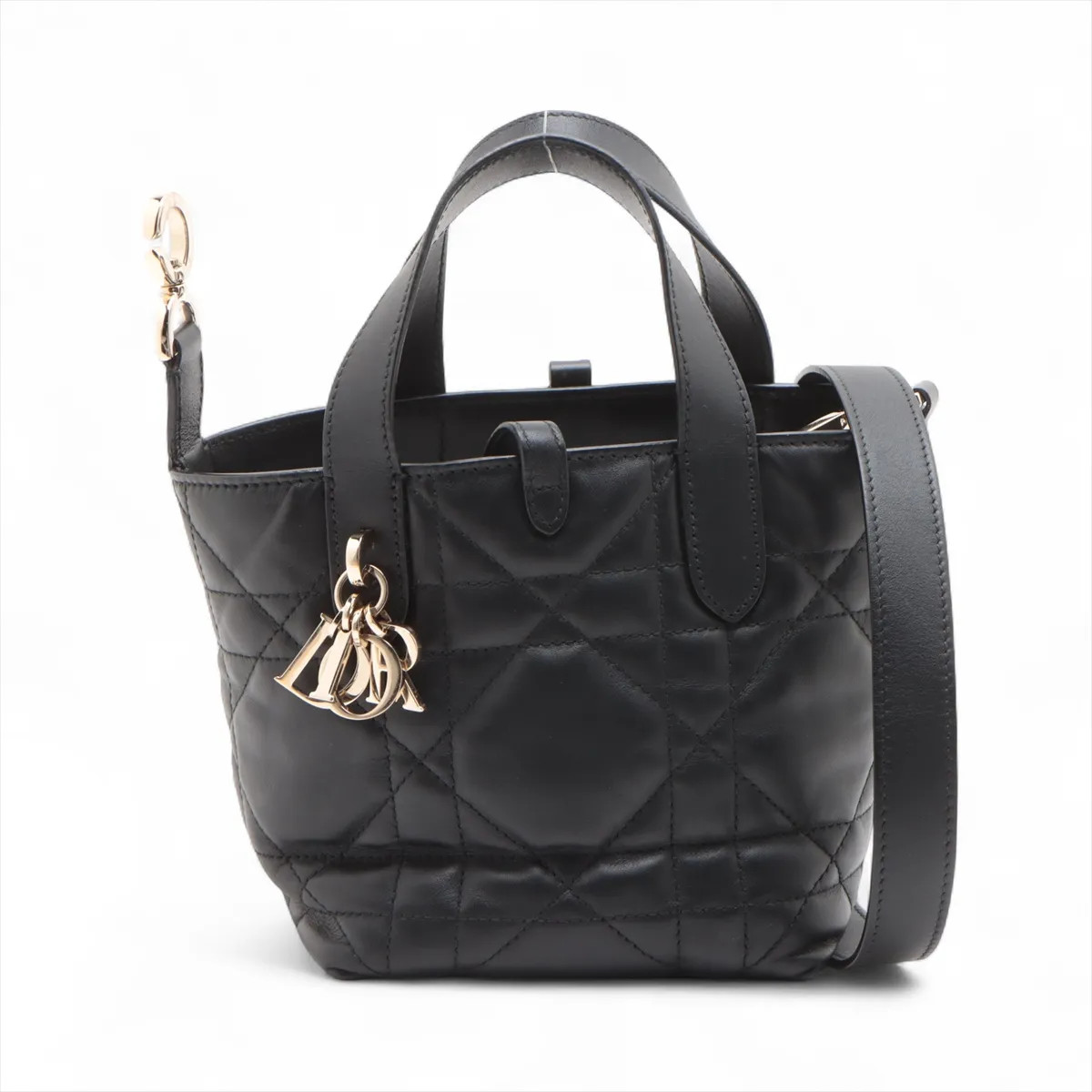 Christian Dior Macrocanage Toujour Vertical Nano Leather 2 Way Handbag Black